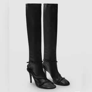 Mango Sold Out High leather boots with straps